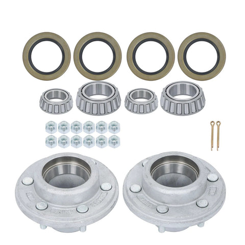 Galvanized Trailer Hub Kit 6 On 5.5 Inch Bolt Pattern For 5200 6000 Lb Spindle With Two Sets Of Five Piece Bearing Kits A Real Workhorse Wheel Hub Assembly