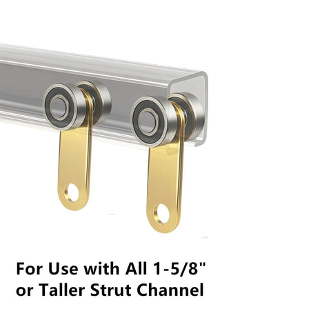 2 Wheel Trolley Assembly Rollers for 1-5/8 Inch & Taller Strut Channel shown in galvanized steel