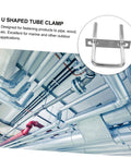 Durable galvanized steel U bolt set with square bends and washers delivers secure, corrosion-resistant fastening for boat trailers, automotive and plumbing projects; high hardness, reliable performance, easy install, compact storage shown as tube clamp for marine applications.