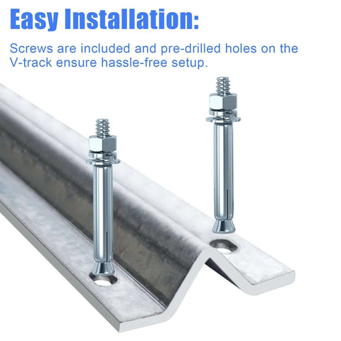 Galvanized Inverted V Track Rail 6 Ft Pair With Pre Drilled Holes And Stainless Hardware Kit for sliding gates setup