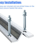 Galvanized Inverted V Track Rail Set, 6 Ft Long, Heavy Duty Sliding Gate Track For 4 Pack With Pre Drilled Holes And Stainless Hardware Kit, Ideal For Driveway Gates, Barn Doors And Cabinets, Modular Length For Seamless Multi Section Installation close-up showing screws and pre-drilled holes.