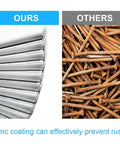 Comparison of galvanized nails from 376 Piece Premium Hardware Nails Assortment Kit versus rusty nails.