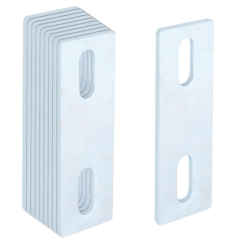 Ten pack galvanized washer plates reinforce U bolts and dock cleats, 1/8 inch thick, electro-galvanized steel, 4-1/2 x 1-1/2 inches