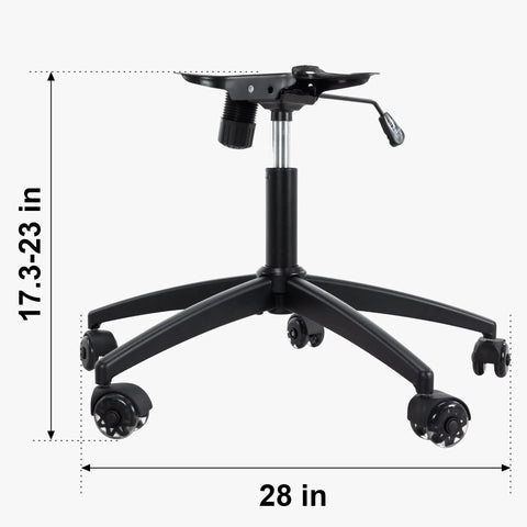 Heavy Duty Gaming Office Chair Base Replacement Set With Bottom Plate Stand Cylinder And 5 Wheels Bell Glides Black, 28 Inch