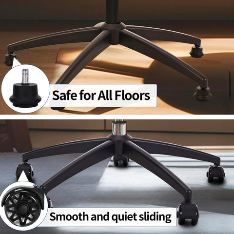 Heavy Duty Gaming Office Chair Base Replacement Set With Bottom Plate Stand Cylinder And 5 Wheels Bell Glides Black, 28 Inch Metal Base For Chair, Tilt Control Mechanism, Mounting Hole Spacing 10 By 6 Inches, Rust Resistant And Sturdy