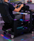 Gaming rig with Bass Shaker Mount For BST-1 Fits 100x100 Bass Vibrator With Reinforced Design underneath seat for enhanced audio