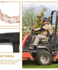Two Pack Garage Door Emergency Release Pull Rope Kit with plastic handle shown with rope detail and man operating machinery outdoors.