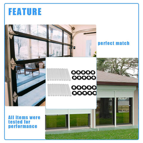 80mm Garage Door Hinge Quiet Roller Sleeves set for smooth operation in sectional doors, shown with installation examples, 20 pieces