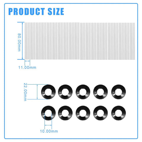 80mm Garage Door Hinge Quiet Roller Sleeves dimension illustration showing sleeve and roller sizes for hardware tools.