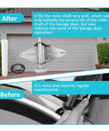 80mm Garage Door Hinge Quiet Roller Sleeves Kit With Roller And Shaft Gaskets shown in before and after installation comparison