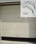 Garage door with Built Tough Heavy Duty Garage Door Bottom Lift Handle Replacement 2 Pack, Solid Steel with Galvanized Finish installed.