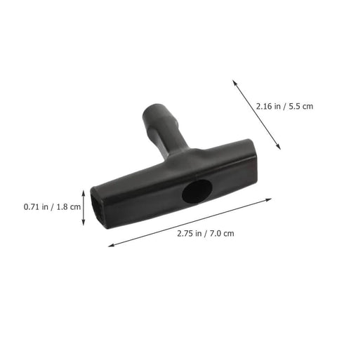 Plastic handle from Two Pack Garage Door Emergency Release Pull Rope Kit with size dimensions shown.