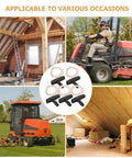 Collage image showing various uses of Two Pack Garage Door Emergency Release Pull Rope Kit With Plastic Handle for attics and ladders.