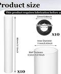 Diagram showing dimensions of 10 Sets Garage Door Hinge Quiet Roller Sleeves Kit With Shafts Nuts And Gaskets, 11mm ID 80mm Length, Durable ABS