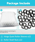 80mm Garage Door Hinge Quiet Roller Sleeves Kit package showing 22 sleeves and 22 nuts for noise reduction and smooth rolling.