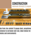 Beefed Up Heavy Duty Adjustable Garage Door Reinforcement Bracket For 18-24 Inch Panels with hardware on wood surface