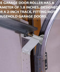 Upgrade Your Garage Door With A 7 Inch Stem Steel Roller Set For 2 Inch Track Designed For Heavy Wood And Wide Doors This 10 Pack Features Sealed 10 Ball Bearings For Stability No Slop Smooth Operation And Quick Gap Fix showing a garage door roller installed on a track.