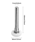 Two Pack White Nylon Garage Door Rollers With 1.8 Inch Wheel Diameter And 4.72 Inch Overall Wheel Length, Quiet High Load Replacement Wheels For Garage Door Track, Durable Carbon Steel Rod, 11mm Stem, Easy Install And Smooth, Reliable Operation showing measurements