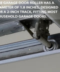 Ten Pack Four Inch Stem Steel Garage Door Rollers For Two Inch Garage Track With Ten Ball Bearings Quiet Durable High Load Commercial Wheels And Precision Bearings Standard OEM Size For Residential Doors installed on a metal track.
