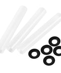 60 Sets 11mm ID 80mm Length Garage Door Roller Sleeves and Shaft Gaskets Replacement Kit, showing white sleeves and black gaskets.