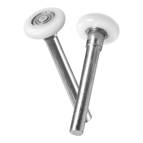 Two Pack White Nylon Garage Door Rollers With 1.8 Inch Wheel Diameter And 4.72 Inch Overall Wheel Length, visible pair