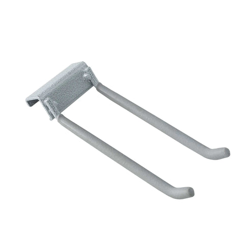 Metal hook component of 96 Inch Wide Wall Mounted Utility Storage Rack With 4 Bike Hooks And 20 Regular Hooks In White