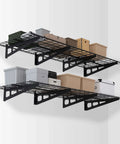 2-Pack 6ft Garage Wall Shelving System With 72-Inch By 24-Inch Heavy Duty Metal Wall Mounted Shelves 800 Lbs Total Load Capacity Ideal For Shop Shed Garage Storage Black
