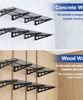 Installation guide for 2-Pack 6ft Garage Wall Shelving System with 72-inch by 24-inch heavy duty metal wall mounted shelves on concrete and wood walls.