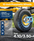 10-inch pneumatic wheel with internal ball bearings for Heavy Duty Mesh Steel Garden Cart with 880 lb capacity folding utility wagon.