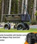 Garden cart on lawn with 13" flat free wheels replacement for gor garden cart tires, 4.00-6 solid tires with 5/8"bearings