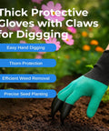 Heavy Duty Garden Tool Set With Stainless Steel Hand Tools Non Slip Rubber Grip Wooden Handles Claw Gloves in use for digging