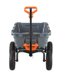Front view of 1200 lb 7 Cu Ft Garden Dump Cart with 2 in 1 Convertible Handle, showcasing heavy duty poly design and all-terrain wheels.
