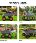 Heavy Duty Garden Dump Cart For Outdoors 800 Lb Capacity With Quick Release Dump And 10 Inch Flat Free All Terrain Wheels Utility Wagon For Soil Mulch Plants And Tools Grey in various garden settings