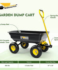 Heavy Duty Garden Dump Cart Utility Wagon with 600 LB Capacity 4 Cu Ft Bed 10 Inch Tires and Pivot Steering
