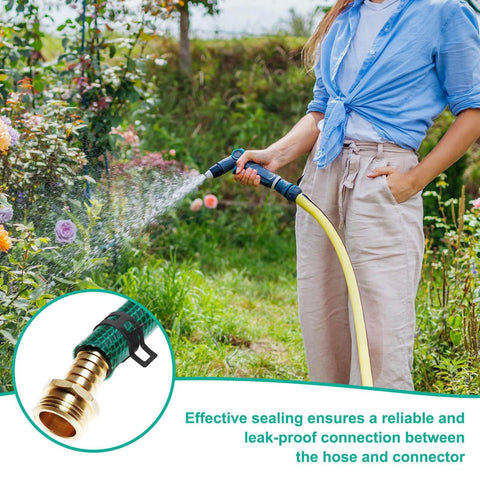 Person watering garden with hose, showcasing effective sealing and leak-proof connection