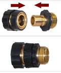 Twelve Piece Three Quarter Inch Garden Hose Quick Connectors Set With Six Male And Six Female Fittings And Six Rubber Washers Easy Connect Fits Standard Garden Hoses showing male and female connectors