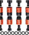 Sixteen Piece Garden Hose Quick Connectors Kit Three Quarter Inch Plastic Water Hose Fittings With Male And Female Connectors End Adapters And Ten Rubber Gaskets For Quick Leak Free Hose Setup, showing multiple connectors and gaskets.