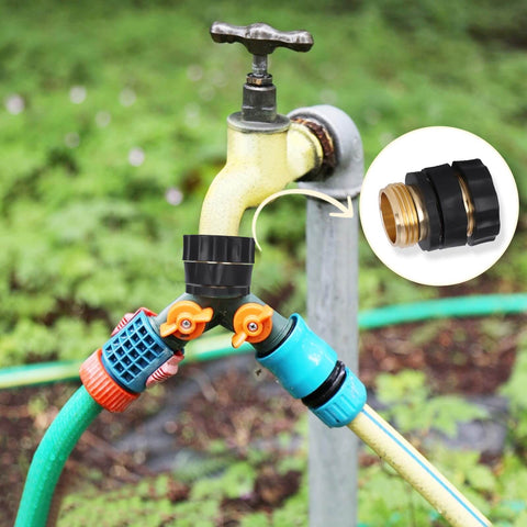 Installed Garden Hose Quick Connectors Kit With Three Quarter Inch Male And Female Quick Release Fittings And Six Rubber Washers