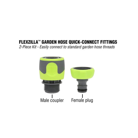 Garden Hose Quick Connect Fittings Kit With Two Piece Coupler And Plug For Standard Three Quarter Inch Hose Threads