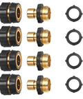 Garden Hose Quick Connect Fittings Set 3/4 Inch GHT Male And Female Metal Hose Connectors Quick Disconnect Adapter 4 Pack