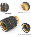 Garden Hose Quick Connect Fittings Set 3/4 Inch GHT Male And Female Metal Hose Connectors Close-up