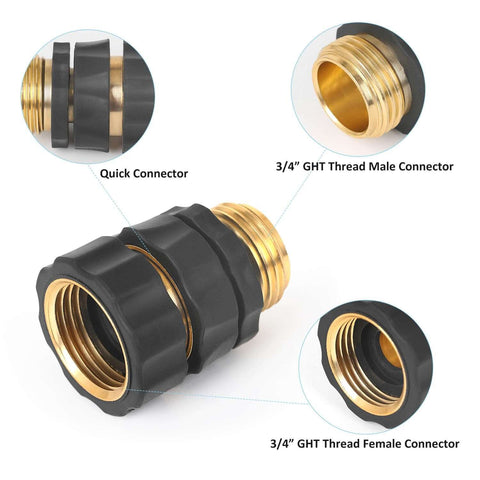 Garden Hose Quick Connect Fittings Set 3/4 Inch GHT Male And Female Metal Hose Connectors Close-up