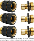 No-Fuss Three Quarter Inch Garden Hose Quick Connect Fittings Kit With Nine-Piece Universal Male And Female Quick Release Connectors displayed with five connectors