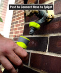 Person using Garden Hose Quick Connect Fittings Kit With Two Piece Coupler And Plug For Standard Three Quarter Inch Hose Threads