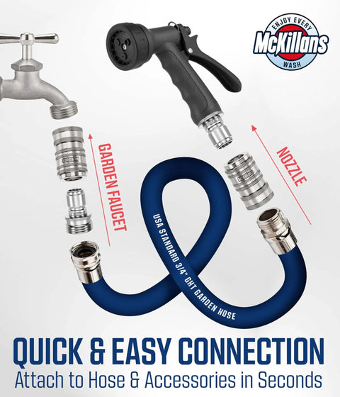 Automatic Garden Hose Quick Connect System With Stainless Steel Fittings Universal Fit Water Hose Connectors Kit displayed