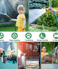 Children using garden hose kit for gardening and pet bathing, showcasing versatility of 16 Piece Garden Hose Quick Connect Fittings Kit 3/4 Inch