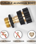 Garden Hose Quick Connectors Kit With Three Quarter Inch Male And Female Quick Release Fittings And Six Rubber Washers For Easy Swapping