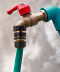 12 Piece 3/4 Inch Garden Hose Quick Connectors Set Aluminum Male And Female Quick Release Fittings attached to faucet