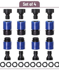 Garden Hose Quick Connectors Set With Four Male And Four Female Fittings And Four Faucet Adapters, 3/4 Inch, Fast Release Kit