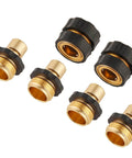 Heavy Duty Three Quarter Inch Garden Hose Quick Connectors Set 2 Pack With Male And Female Fittings Premium Aluminum Universal Fit